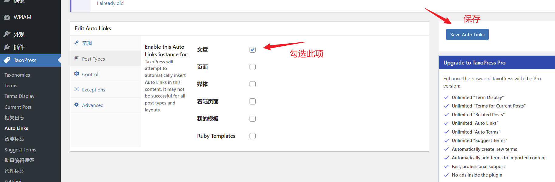 WordPress主题标签自动内链的教程