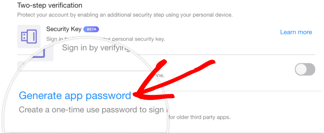 Generate App Password in Yahoo