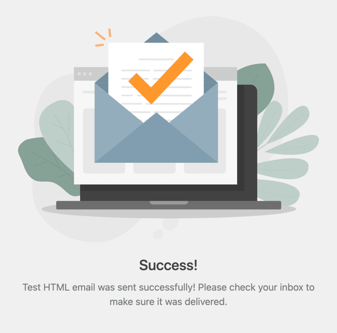 WP Mail SMTP test email success message
