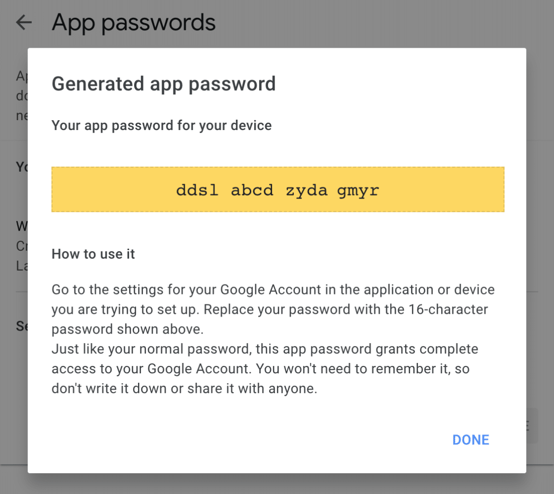 Generated-app-password