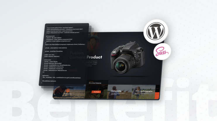 Screenshot with the WordPress and SASS logos on it on a white background 