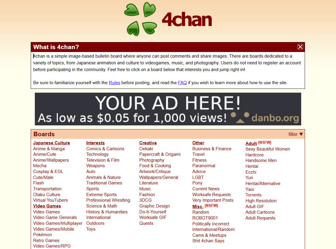 4chan网站介绍，一个可以免登录发广告的网站
