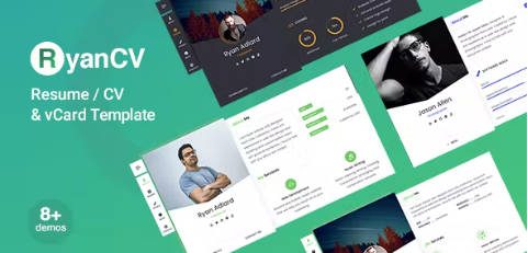 漂亮的个人简历模板Ryan – CV Resume