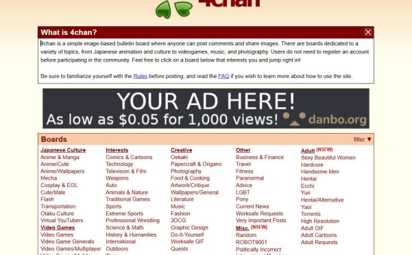 4chan网站介绍，一个可以免登录发广告的网站